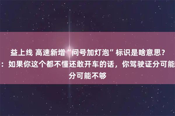 益上线 高速新增“问号加灯泡”标识是啥意思？交警：如果你这个都不懂还敢开车的话，你驾驶证分可能不够
